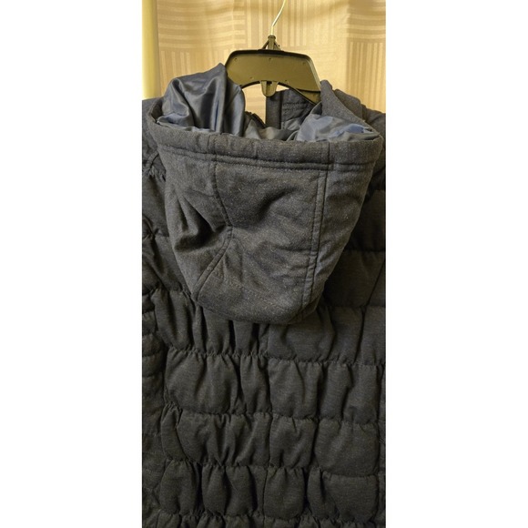 Be by Blanc Noir Navy Blue Hooded Zip-Up Quilted Puffer Vest Women's Size XLarge - Picture 4 of 9